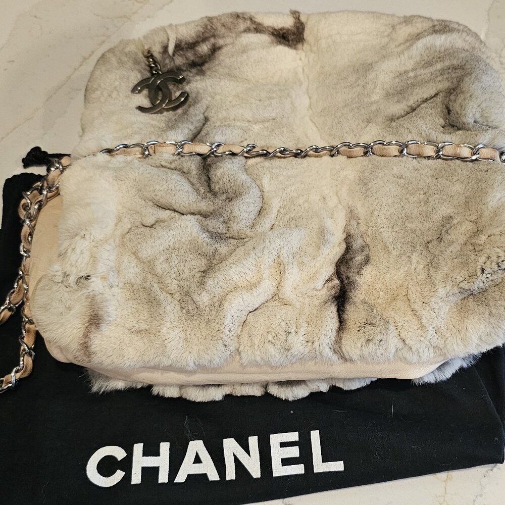 Chanel Sheared Mink Handbag with Silver Hardware